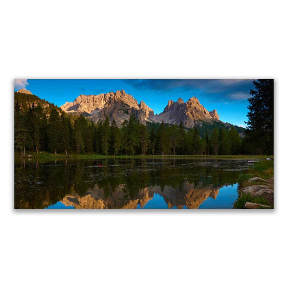 Impression sur Verre Trempé 120x60cm Tulup - Tableau Mural Forest Lake Paysage pour Salon