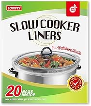 ECOOPTS 20 Bags Extra Large Slow Cooker Liners |Slow Cooker Bags Fits 6-10 QT Pot | Suitable for Oval & Round Pot, BPA Free (1 Pack 14''x 22'' /Bags)