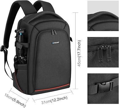 PULUZ Outdoor Portable Camera Backpack Bag, Waterproof Travel DSLR Camera Large Capacity Backpack Laptop Tablet Backpack for Men Women
