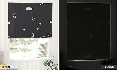 Miniatura 6 de LazBlinds Cortina de puerta 100% opaca, sin herramientas, sin taladro, persianas inalámbricas para ventanas, con aislamiento térmico, protección UV,
