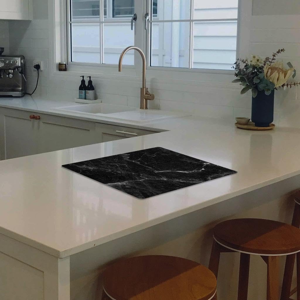 Chopping Board-Catering Cutting Set-Kitchen Board-Glass Worktop Savers-Sink Chopping Board-Large-Worktop Protectors Heat Resistant-Marble Effect Grey (Design 8, 40 x 30 cm (Pack of 1)) — view 5