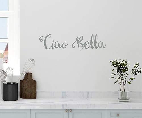 Miniatura 2 de 24"x5" Ciao Bella Hola Adiós hermoso Italiano Saying Cocina Familia Pared calcomanía Arte Mural decoración del hogar cita