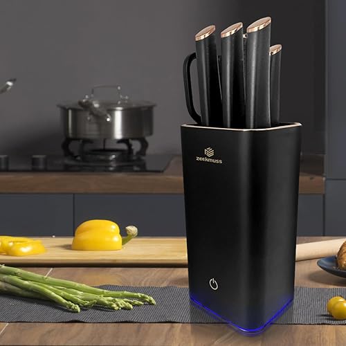 Miniatura 6 de Juego de cuchillos de cocina inteligentes con bloque, 6 cuchillos de acero inoxidable con varilla de afilado integrada. Bloque de cuchillos