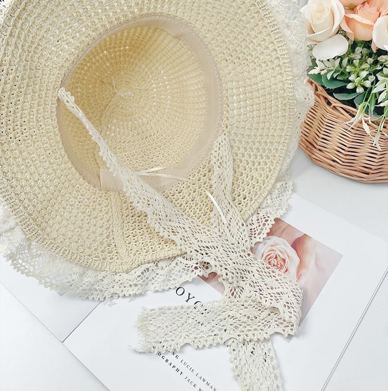 Sombrero de paja con ala ancha para mujer miniatura 4