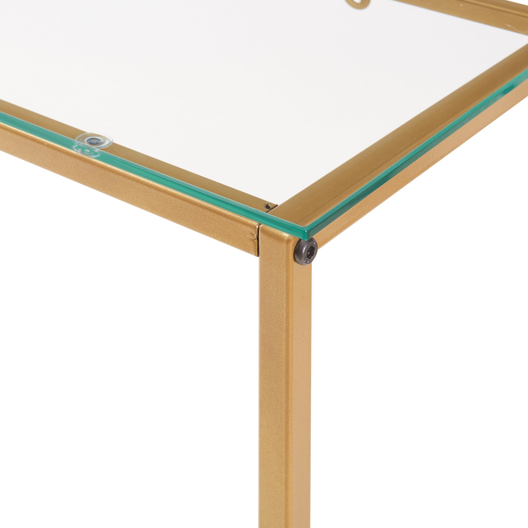 [en.casa] Mesa Consola Kronoby Mesa de Entrada Rectangular para Dormitorio Salón Pasillo Mueble Recibidor Mesa Auxiliar Metal/Cristal 80 x 100 x 30 cm - Dorado Transparente