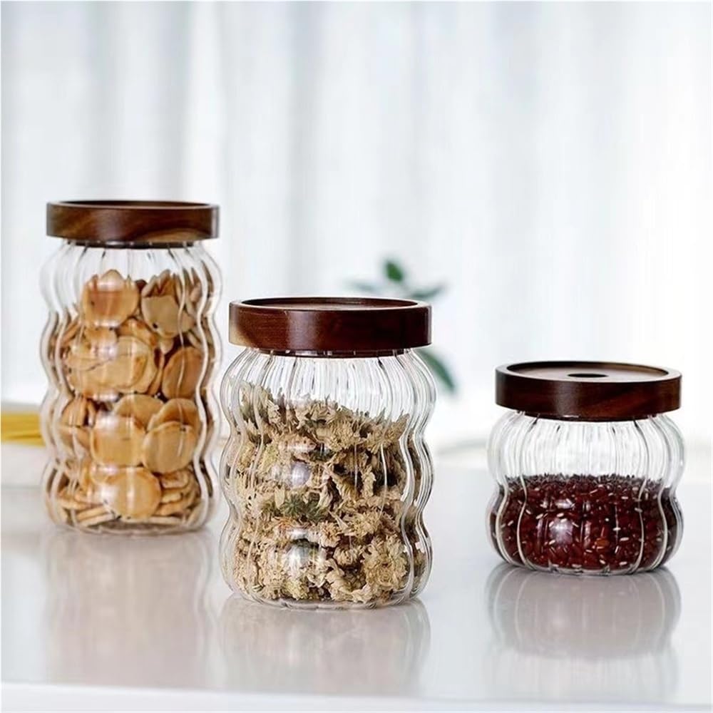 Vorratsdosen für die Küche, kreative versiegelte Glasflaschen zur Aufbewahrung von Tee, Kaffee, Snacks, Kaffeebohnen, Küche, leere, luftdichte Behälter für Lebensmittel (350 ml)