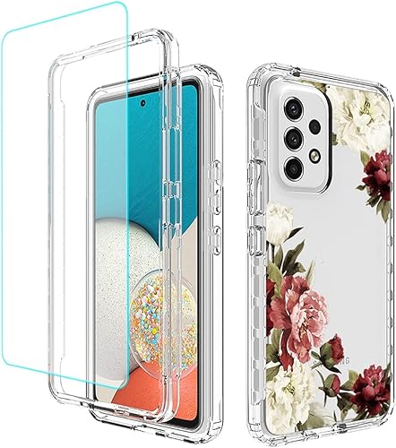 Funda de teléfono para Galaxy A53 5G, Samsung A53 5G SM-A536U con protector de pantalla de vidrio templado, funda protectora de cuerpo completo con