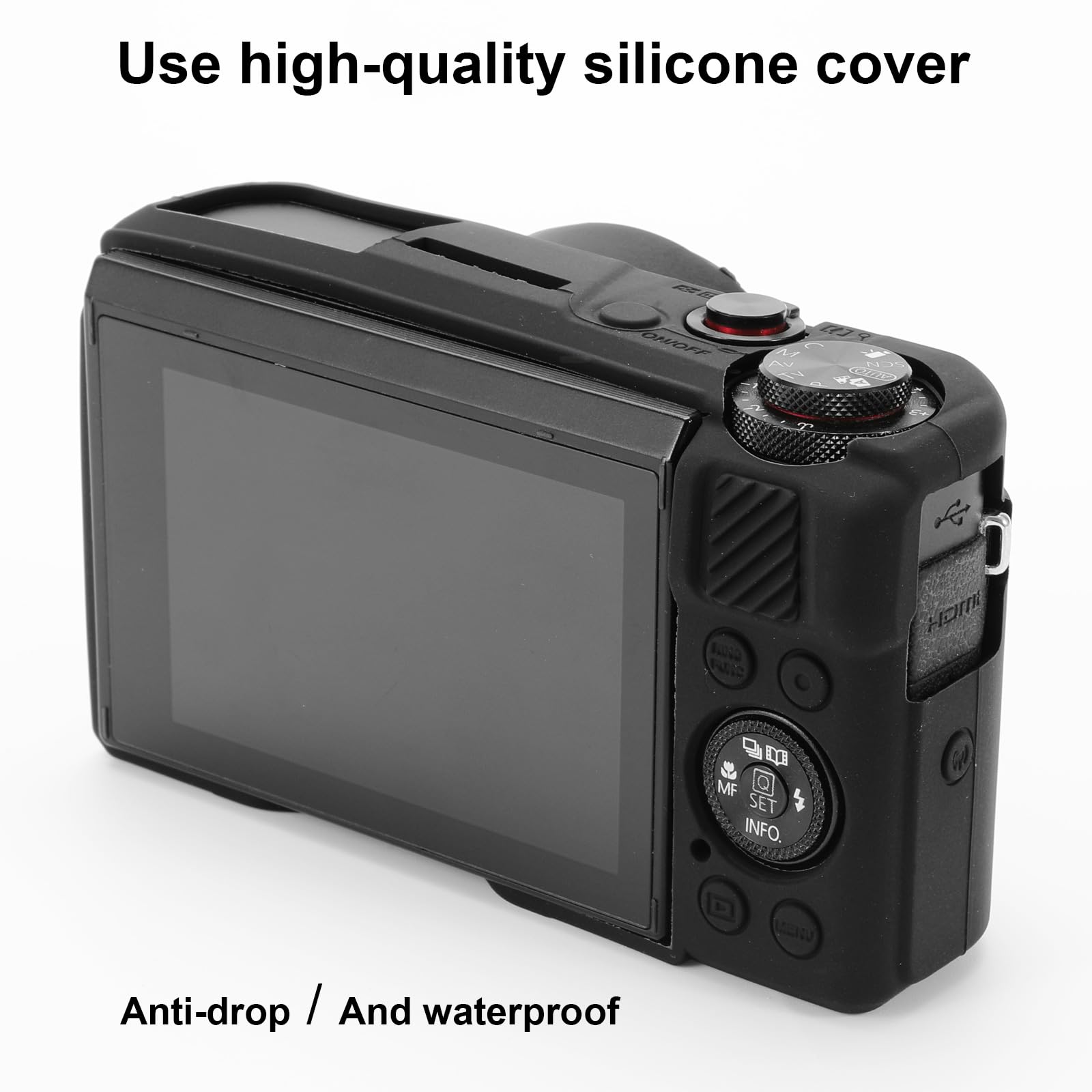 Silikonowe etui ochronne do Canon G7X Mark II/G7X2, akcesoria z 2 sztukami folii ochronnej na wyświetlacz, zdejmowana ochrona obiektywu do aparatu cyfrowego Canon G7X Mark II/G7X2