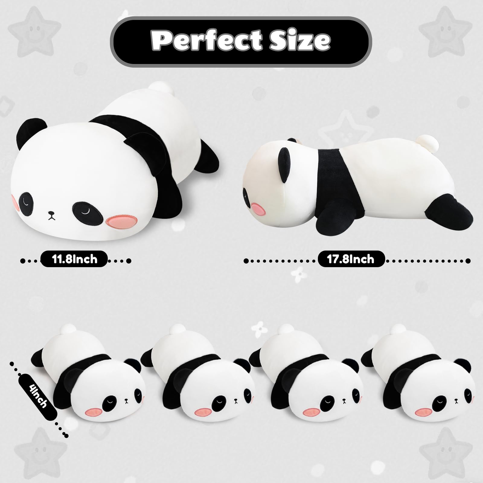 SQEQE Panda Stuffed Animals with 4 Baby Panda Plushies in Her Tummy, Cute Plush Pillow Cartoon Hugging Toy Gifts for Kids/Toddler/Baby - Image 4