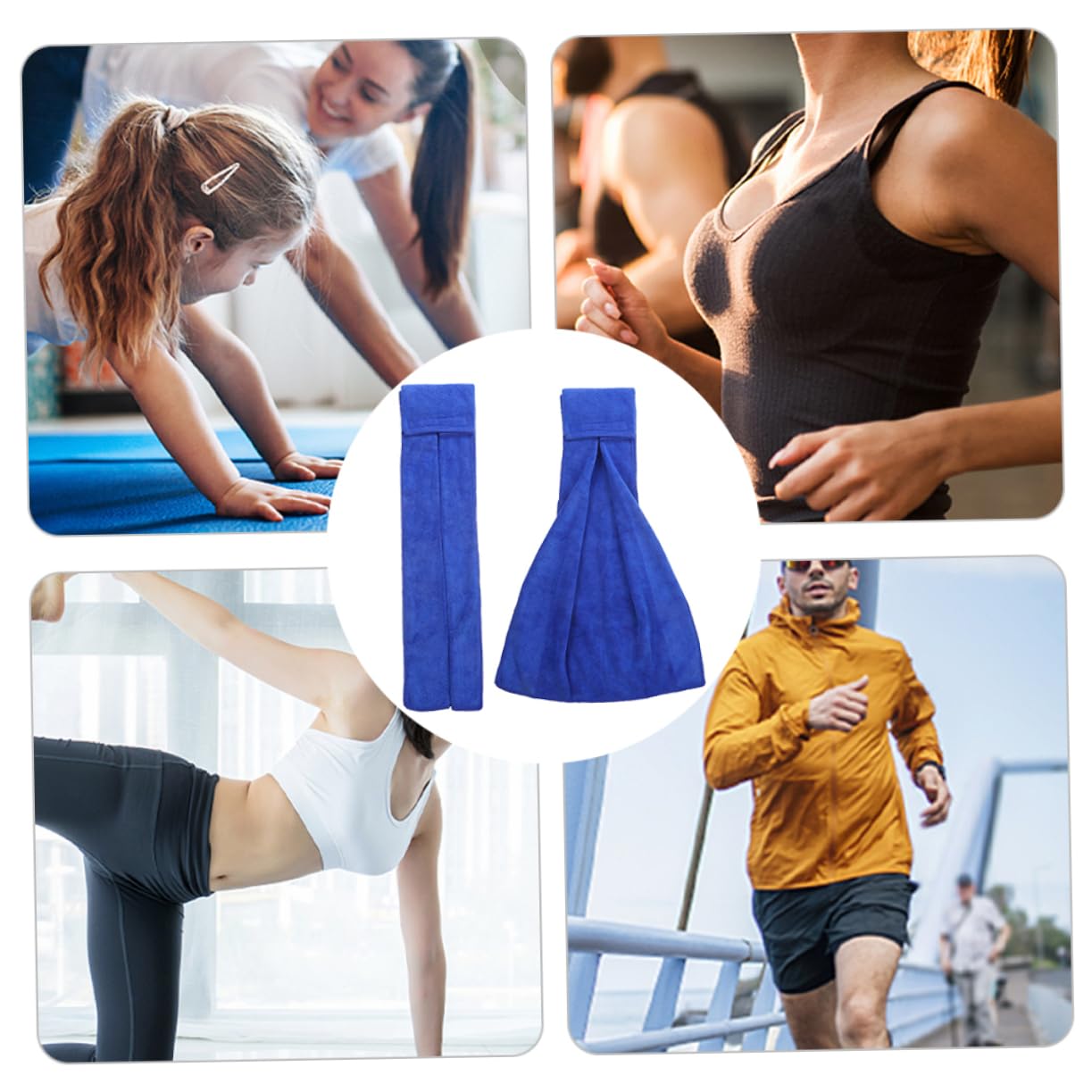 ifundom 4 Sätze Sport Handtuch Sportschweißtuch Baumwolle Saugfähig Fitness Leicht Weiches Atmungsaktives Handtuch Tragbar Für Reisen Mikrofaser Trocknen Blau Superfeine Faser 2 Stücke * 4