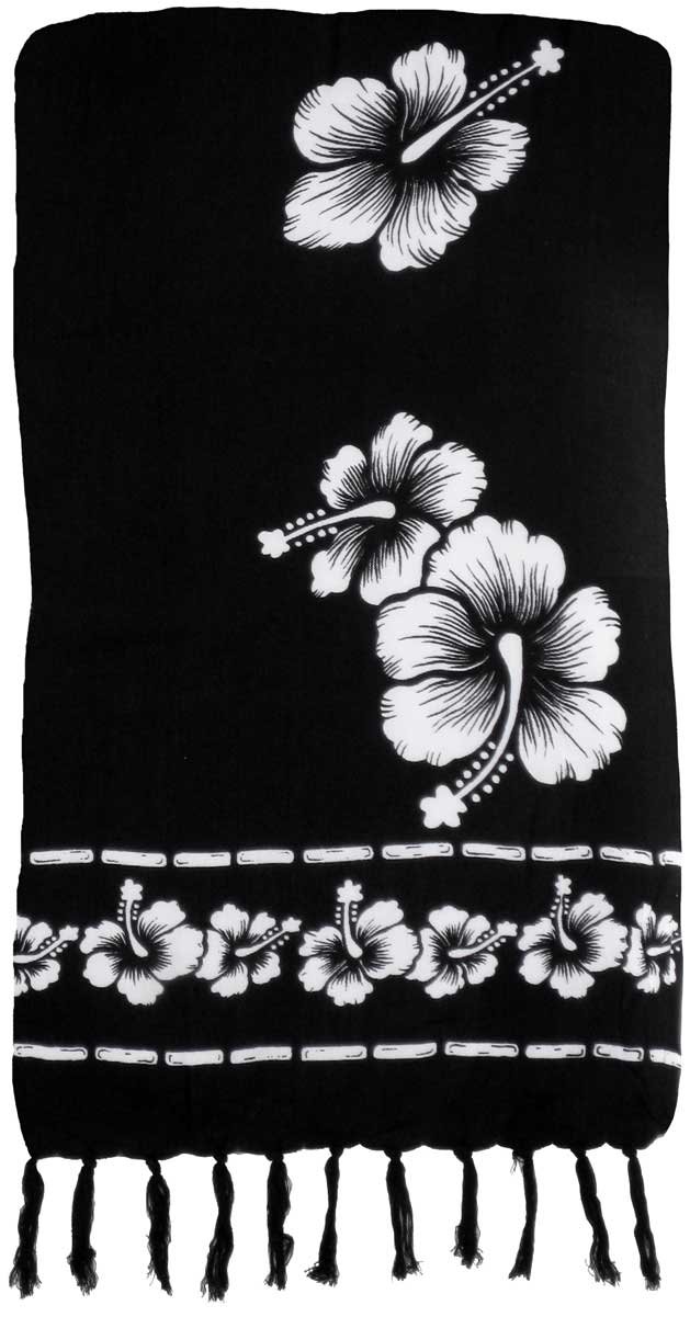 Bright Floral Print Sarong (Black & White)