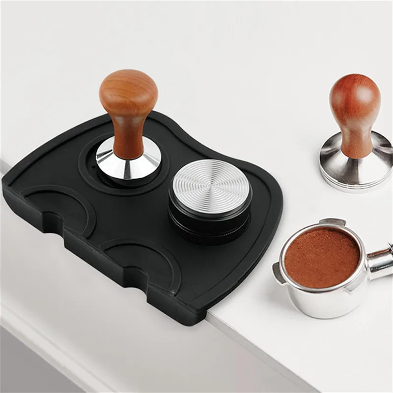 2 piezas de tapetes for prensar café expreso, soporte for, tapete esquina, almohadilla silicona, herramientas for, apisonamiento, barista(L)