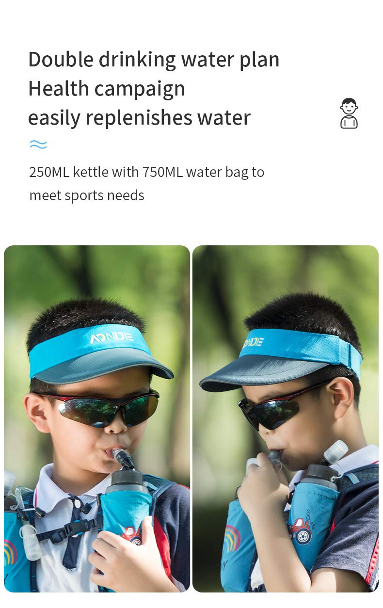 AONIJIE Plecak nawadniający dla dzieci, torba na wodę 2,5 l, plecak z 750 ml, bukłak na wodę, do wędrówek, jazdy na rowerze, wspinaczki, torby do biegania (czarny)