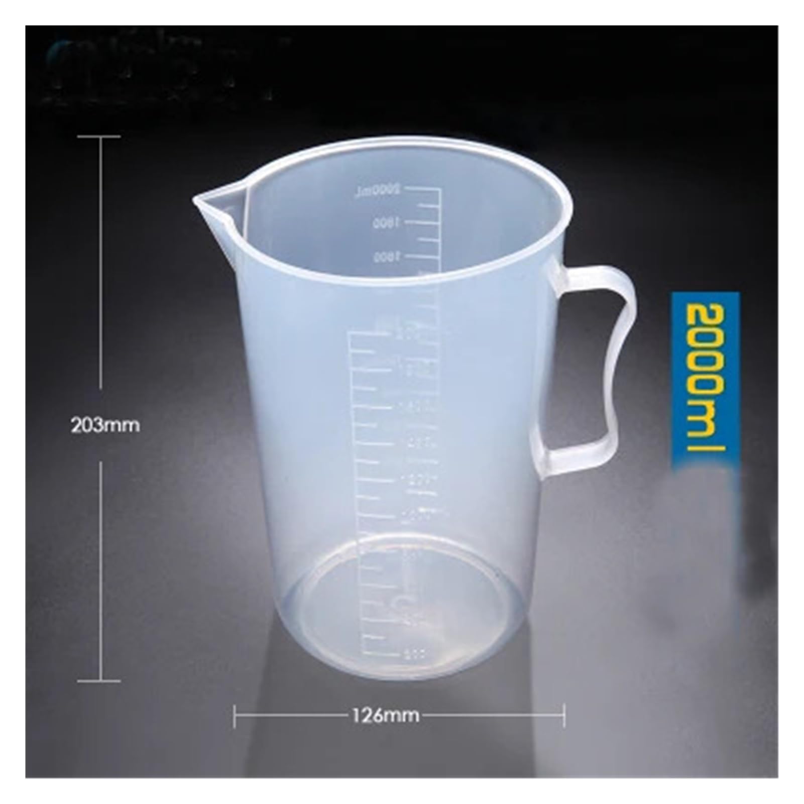 1 Set (250 ml, 500 ml, 1000 ml, 2000 ml), Kunststoffbecher mit Griff, Messbecher, Klasse PP, Schule, Labor, Küchenbedarf