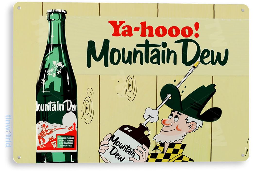 Amazon.com: Tinworld Tin Sign: Yahoo Mountain Dew Retro Soda Metal