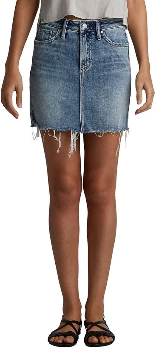 Silver jean skirt Clearance