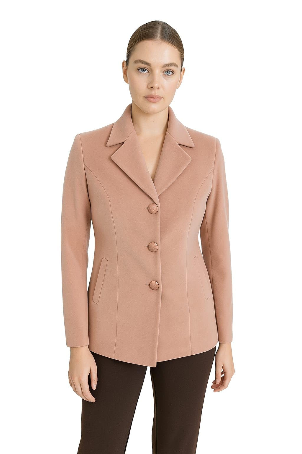 Women’s Velvet Blazer Jacket – Elegant Medium Long Formal Coat with Button Closure, Tailored Fit, Soft Premium Fabric, Office, Winter Fashion Outerwear-image-33