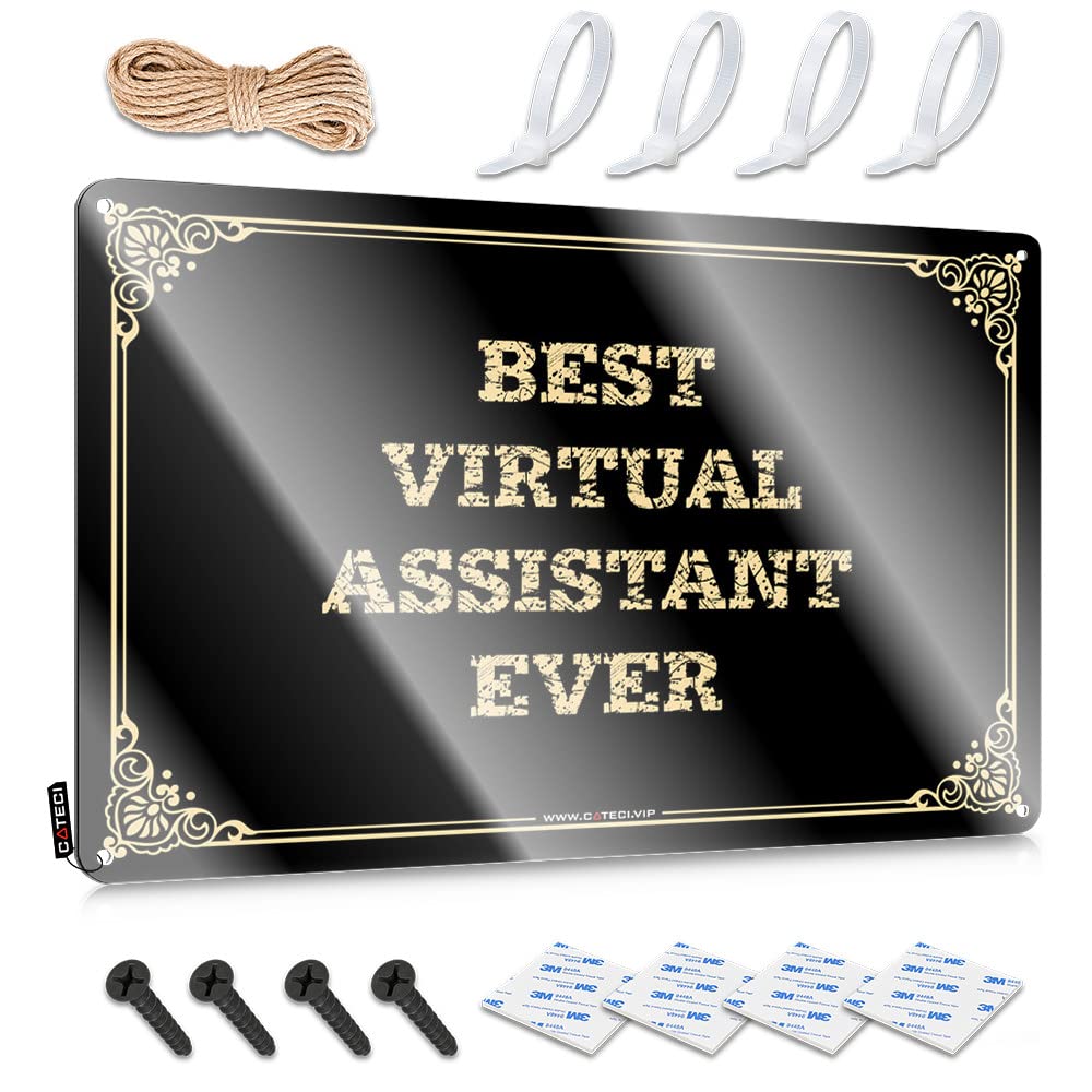 Artwork Warning Tin Metal Decor | Best Virtual Assistant Ever Adorable Decorative Wall Art Ready To Hang For Yard(30X40CM)