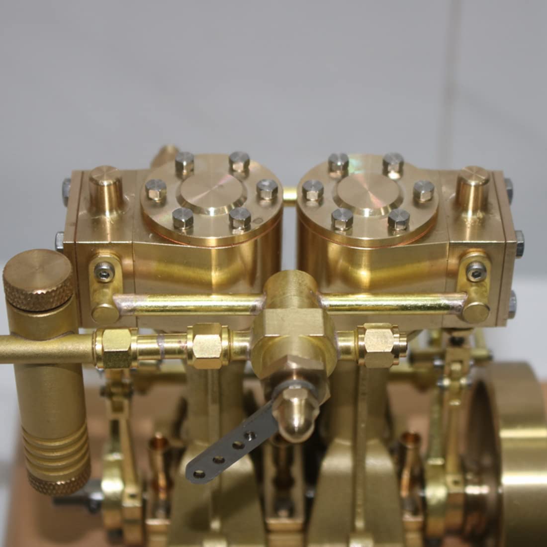 PizazzToy Dampfmaschine Bausatz Erwachsene, 3.7CC Mini-Retro-Vertikal-Doppelzylinder-Hubkolben-Doppelwirkungs-Dampfmaschinenmodell (Kessel nicht enthalten)