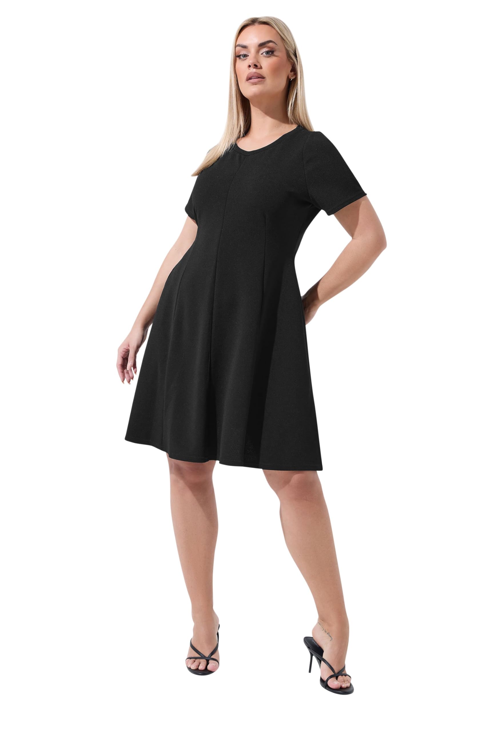 Yours Limited Collection Curve Skater Pleat Dress - Women's - Plus Size Curve Black