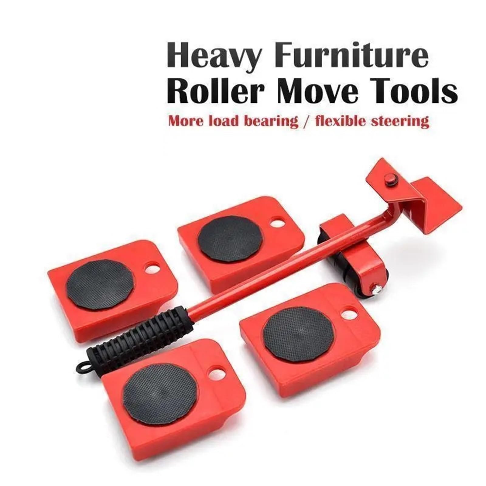 Kit di trasloco per mobili pesanti, 5 pezzi, carrelli professionali e strumenti di sollevamento della ruota, ingranaggio facile per traslochi, colore rosso, forniture per traslochi durevoli ed