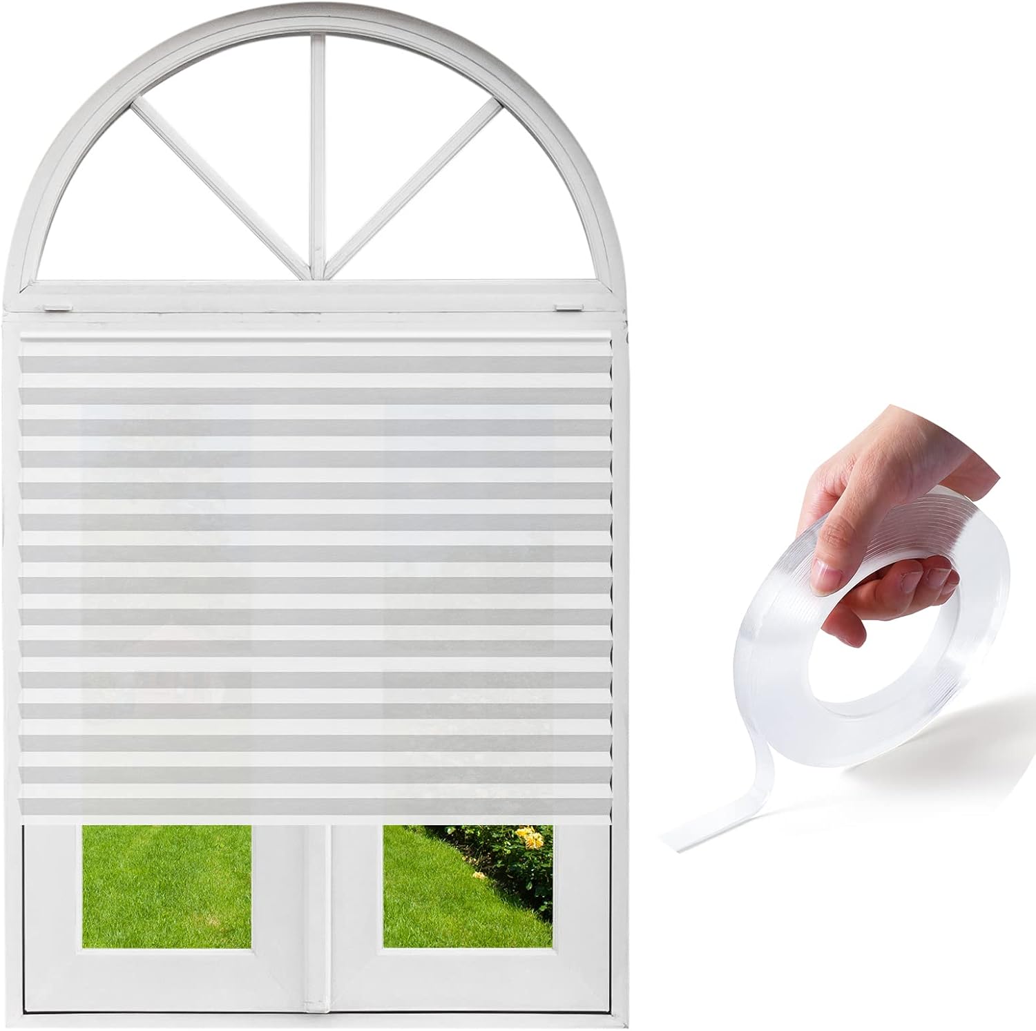 Light Filtering Pleated Shade Square Arch Window Pleated Paper Shades