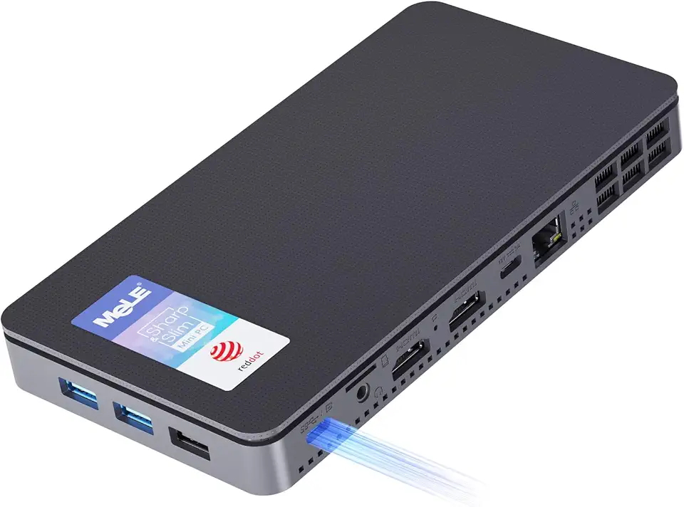 MeLE Mini PC Overclock4C N150 (até 3,6 GHz 4C/4T) 32 GB DDR4 512 GB Micro desktop, tela tripla 4K, USB-C tudo-em-um, USB3.2/WiFi/BT/Ethernet para escritório doméstico
