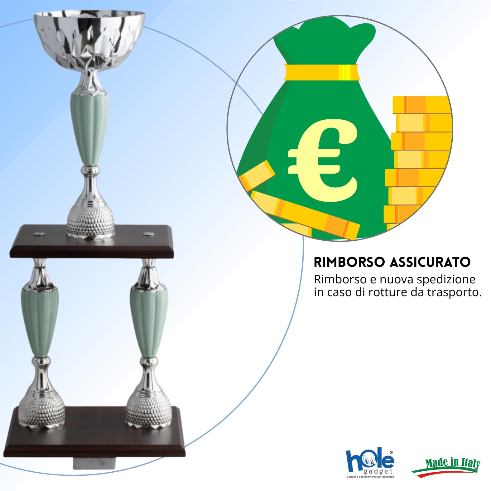 Coppa Trofeo Personalizzabile Grande a 2 Piani Varie Misure Calcio, Fantacalcio, Tennis, Padel, Basket Premiazioni Sportive ed Eventi con Targhetta Personalizzata cod 5.241