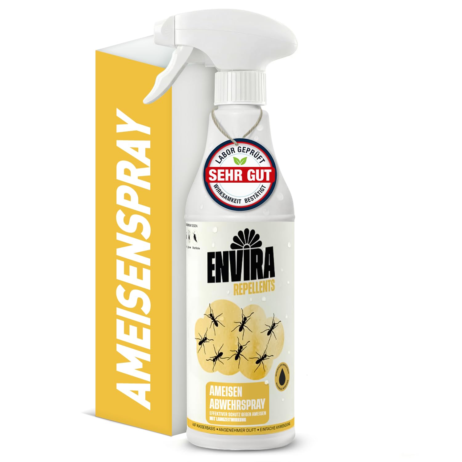 Envira Ameisen Spray 500ml – Ameisenspray gegen Wegameisen, Pharaoameisen, Waldameisen – Abwehrspray mit 3 Monate Langzeitwirkung – Ameisenmittel für Haus, Wohnung, Garten, Terrasse – Auf Wasserbasis