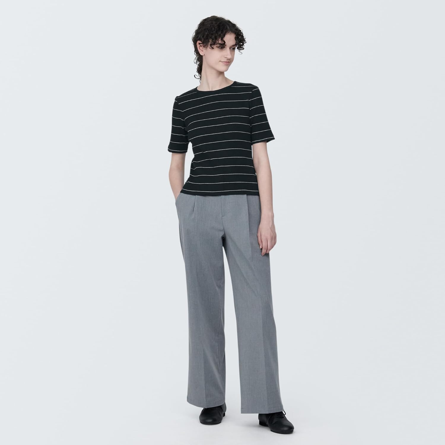 todo リブ編み 半袖Tシャツ Amazon | 無印良品 婦人 ストレッチリブ編みクルーネック半袖T