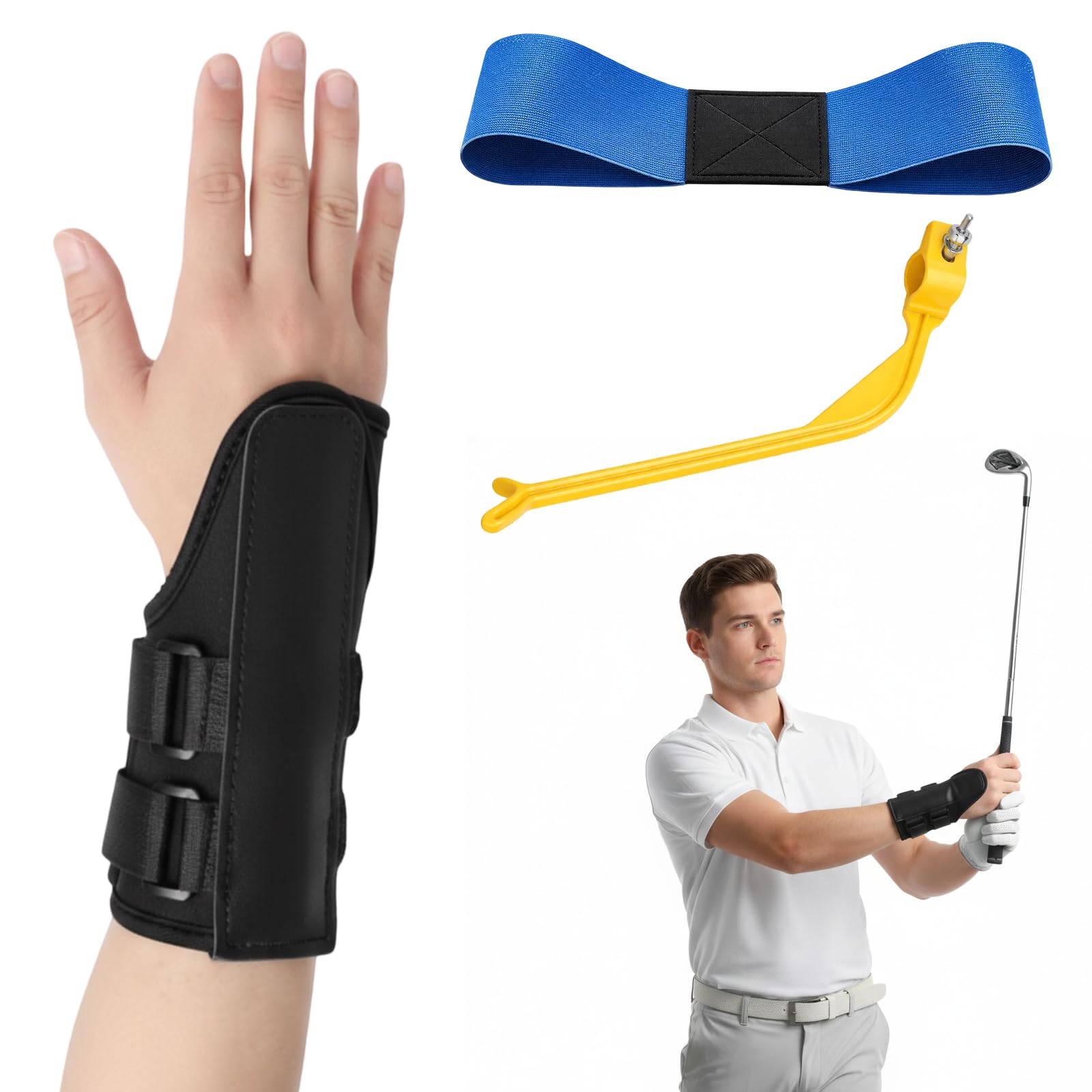 WitMbg Golf Training Aids, Golf Swing Trainer, 3Pcs Golf Grip Training Aid, Golf Wrist Training Aid for Swing Consistency and Muscle Memory Development, Suitable for Senior Golfers and Beginners