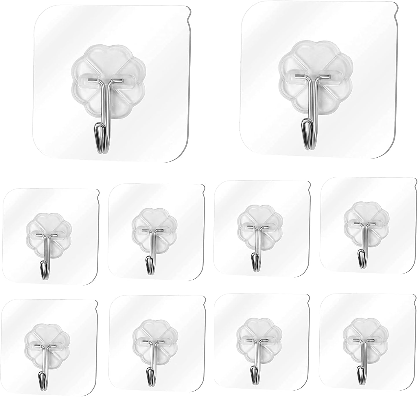 Retailio Self Adhesive Wall Hooks Heavy Duty Hooks for Hanging 10KG (Max) Magic Stickers Hooks Seamless Adhesive Hooks for Hanging Keys Coats Hats Bags Ceiling Kitchen Accessories ( 8 Psc)