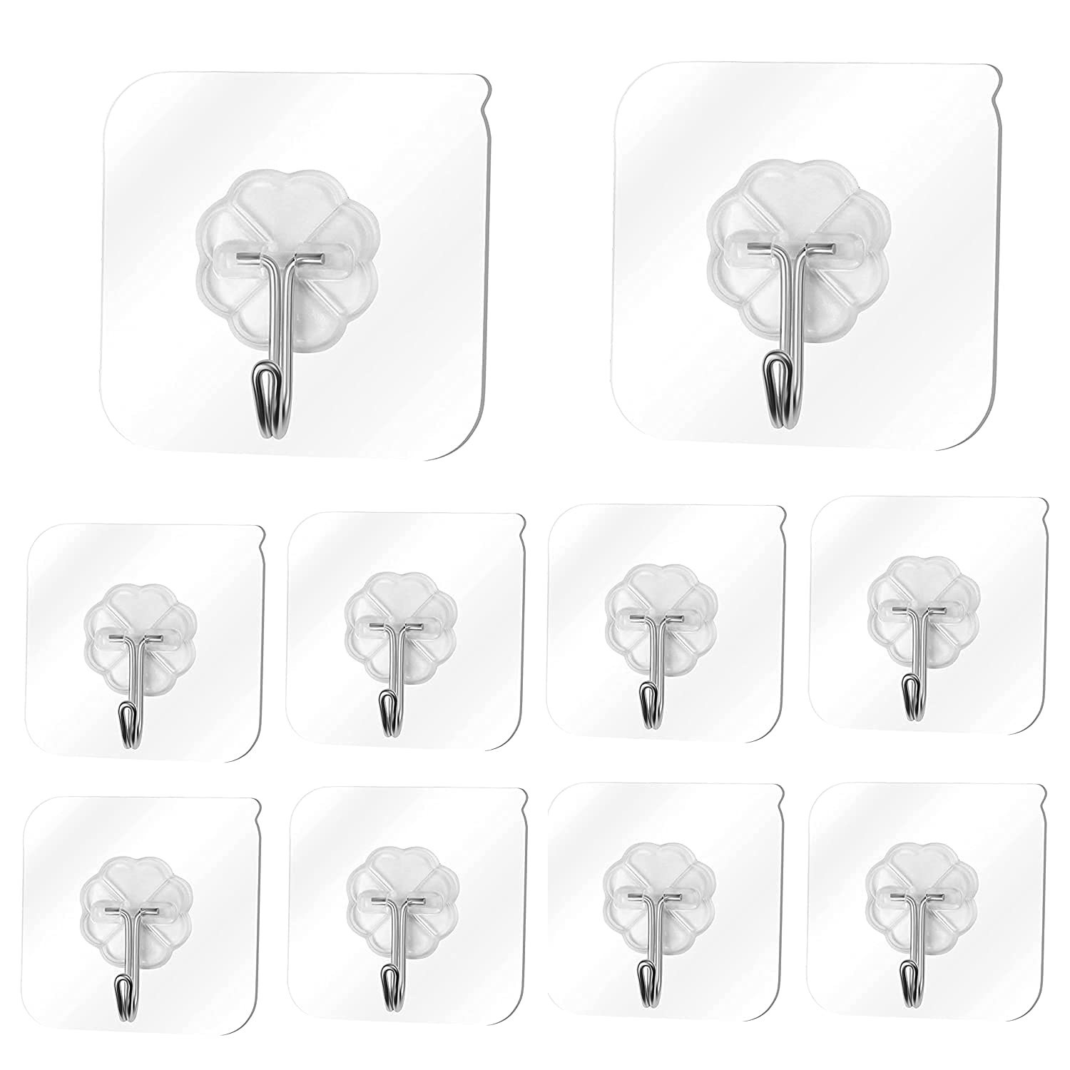 Retailio Self Adhesive Wall Hooks Heavy Duty Hooks for Hanging 10KG (Max) Magic Stickers Hooks Seamless Adhesive Hooks for Hanging Keys Coats Hats Bags Ceiling Kitchen Accessories ( 8 Psc)