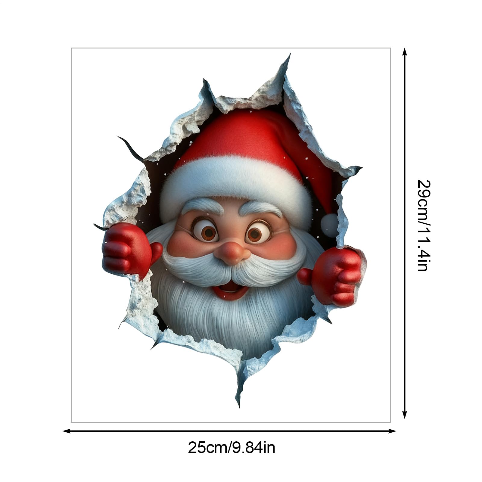Adesivo Da Parete Natalizio Babbo Natale Con Renna – Design 3D “Spaccamuro”, 50x40 Cm, Rimovibile