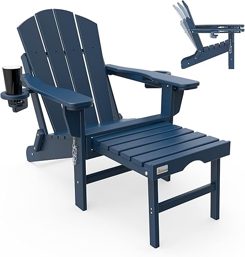 Mdeam Silla Adirondack con respaldo ajustable, sillas plegables para patio y césped, sillas Adirondack resistentes a la intemperie con 2