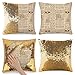 Fodera per cuscino da tiro Africa grafica reversibile con paillettes glitterate federe decorative per cuscino che cambiano colore quadrato speciale 40x40 cm (dorato)