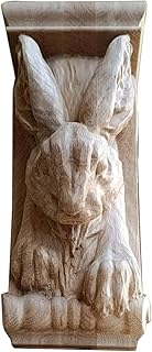 Hand-Carved Rabbit Head Wooden Corbel – Solid Oak Bracket for Shelf, Mantel, or Wall Decor – Whimsical Woodland Animal Accent – Unfinished – Small & Large Sizes (1, 7.9″)