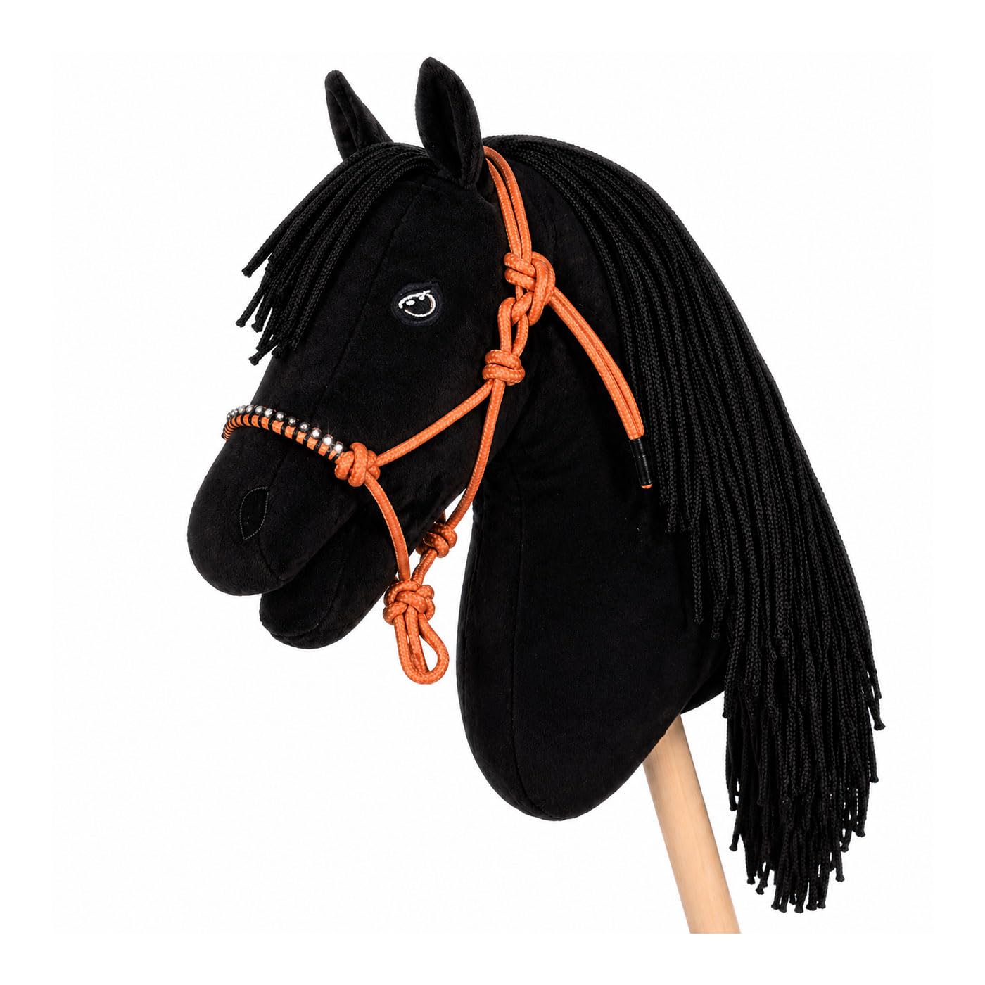 Brama West Hobby Horse Set Magic Star Steckenpferd Bobby + Knotenhalfter mit Strasssteinen | Hobby Horsing Set für Kinder von HKM (Orange)