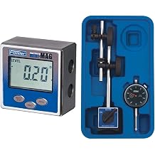 Fowler 54-422-450-1, Mini-Mag The Original Protractor & 52-520-199-0, Magnetic Base and Black Dial Indicator Set