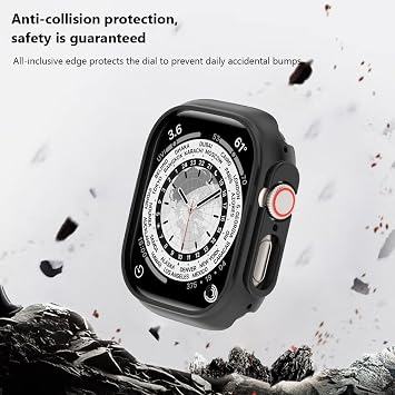 Coverzone Apple Watch Ultra ile Uyumlu 49mm ile uyumlu PC Çerçeve Tam Koruyucu Kılıf, Apple Watch Ultra için 49mm Köşeleri Kapatan Koruyucu Siyah
