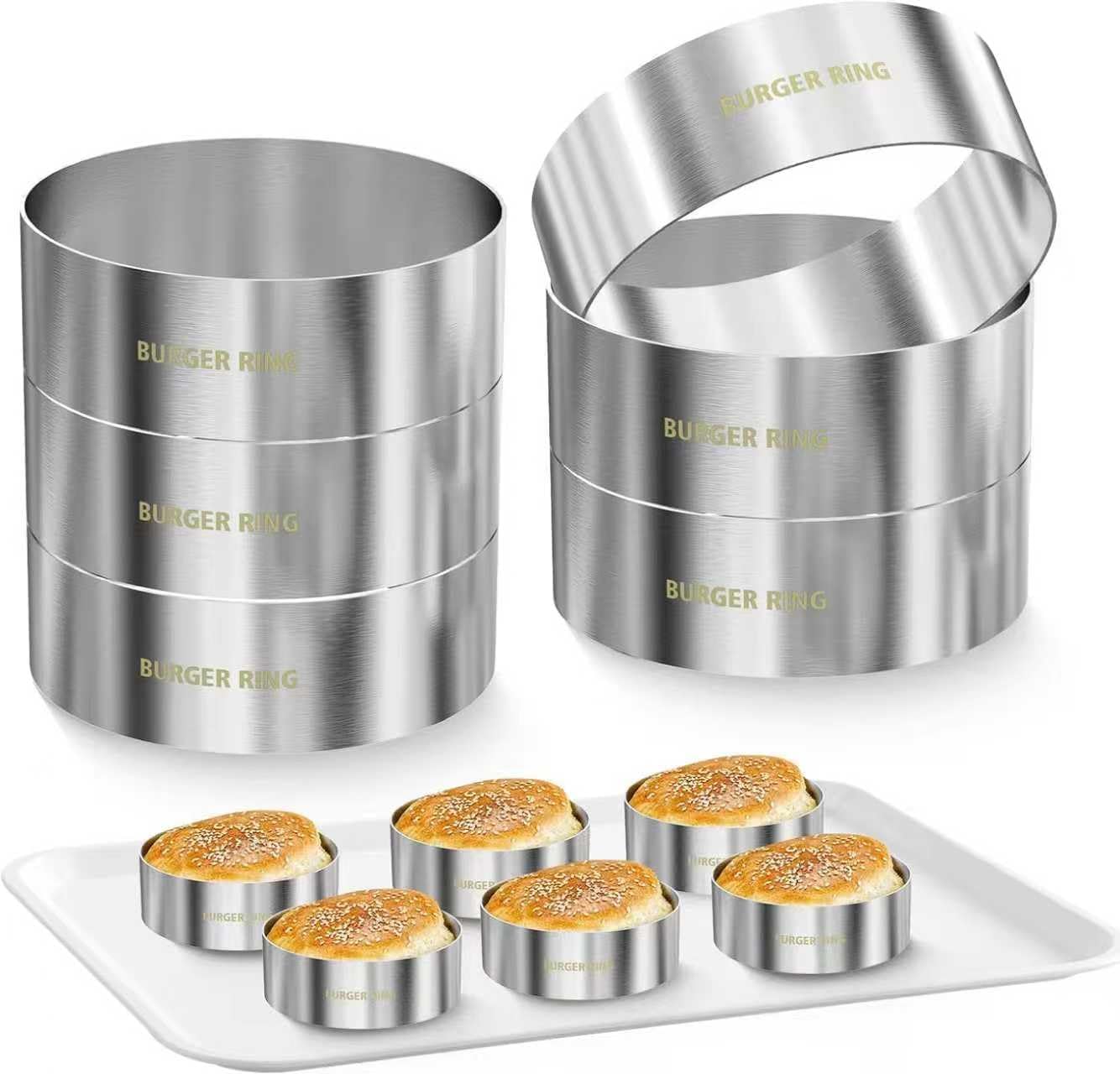 diatomiteco Burger Bun Ring, Barbecue Tool, Made with Stainless Steel
