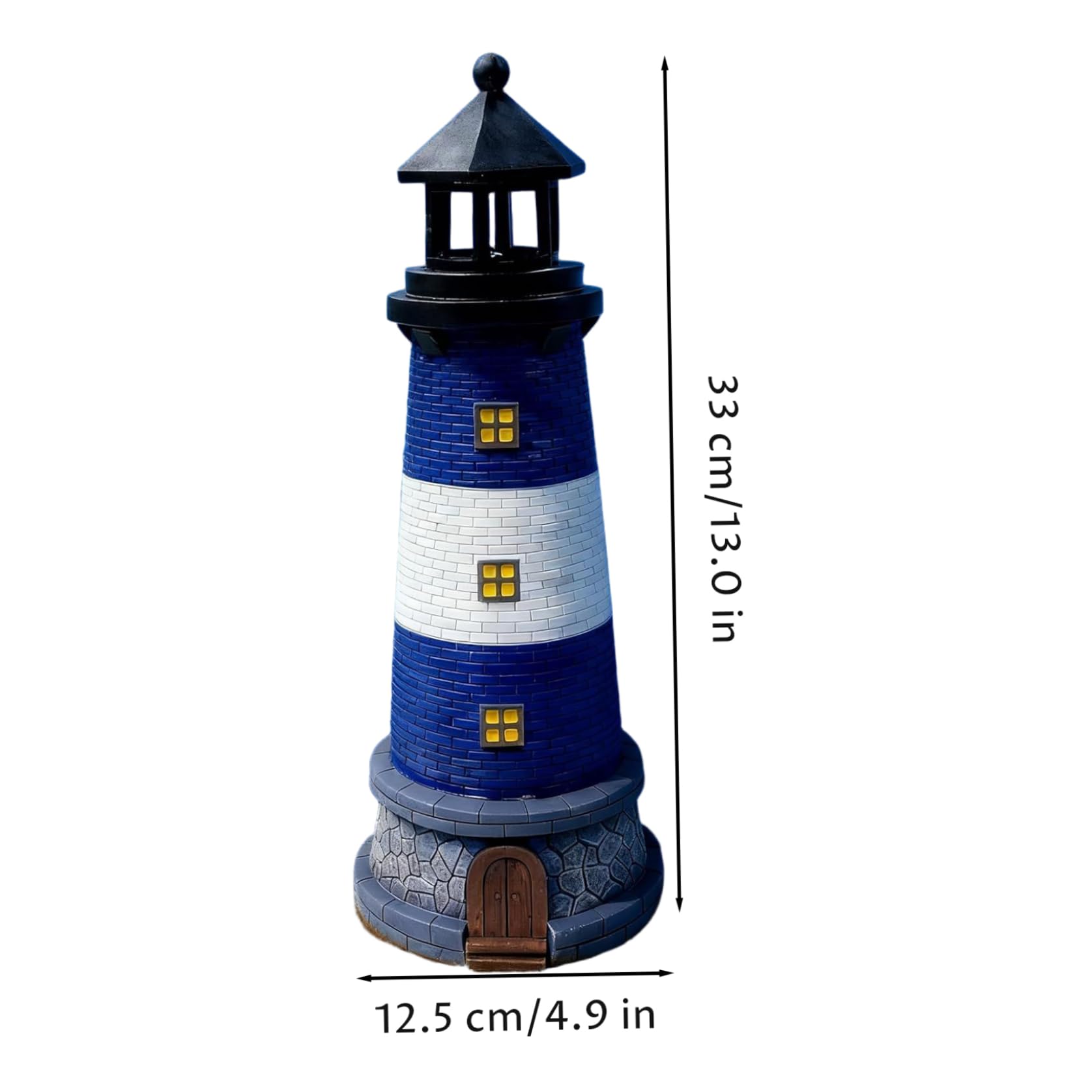 Leuchtturm Solarleuchte Solar Leuchtturm, Automatisch Drehbar Wasserdicht Außen für Hof, Terrasse, Boden, Tischdekoration, Blau