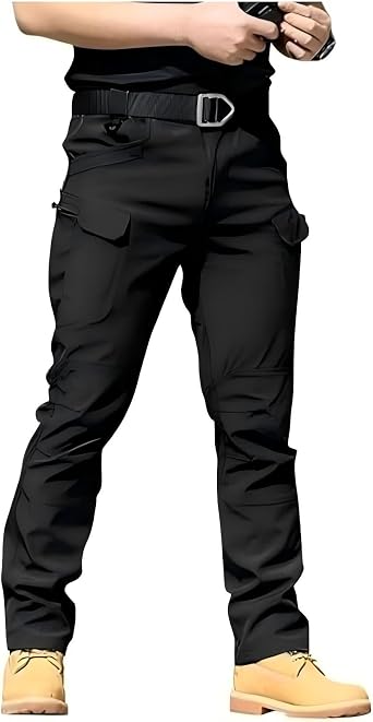 Mens Cargo Trousers Multi-Pocket Zip Slim Combat Trousers Waterproof Military Tactical Trousers