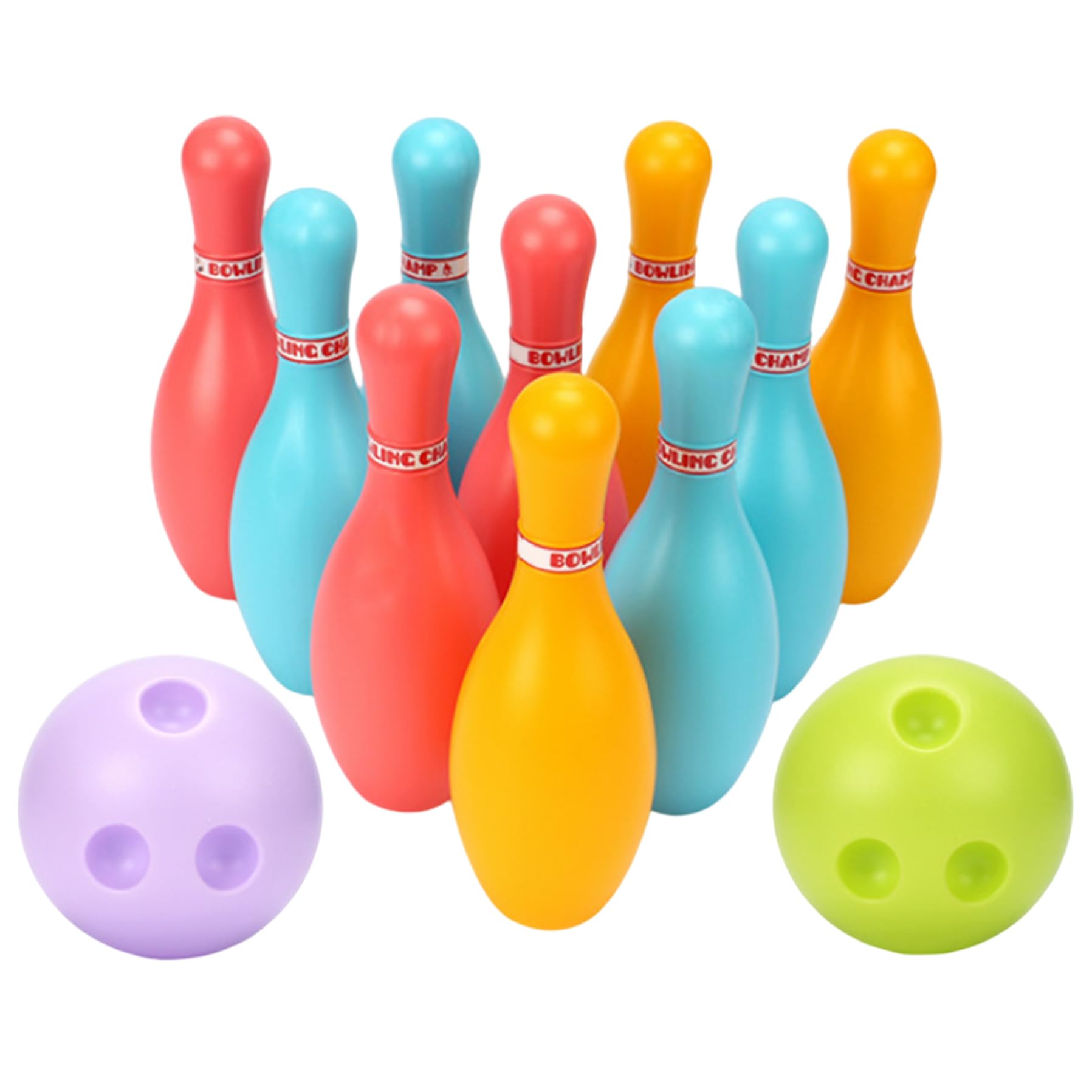 Porgeel Kid Bowling Set Indoor Outdoor Bowling Games for Kid Plastic Toy 10Pins 2 Balls for Early Educational Toy S