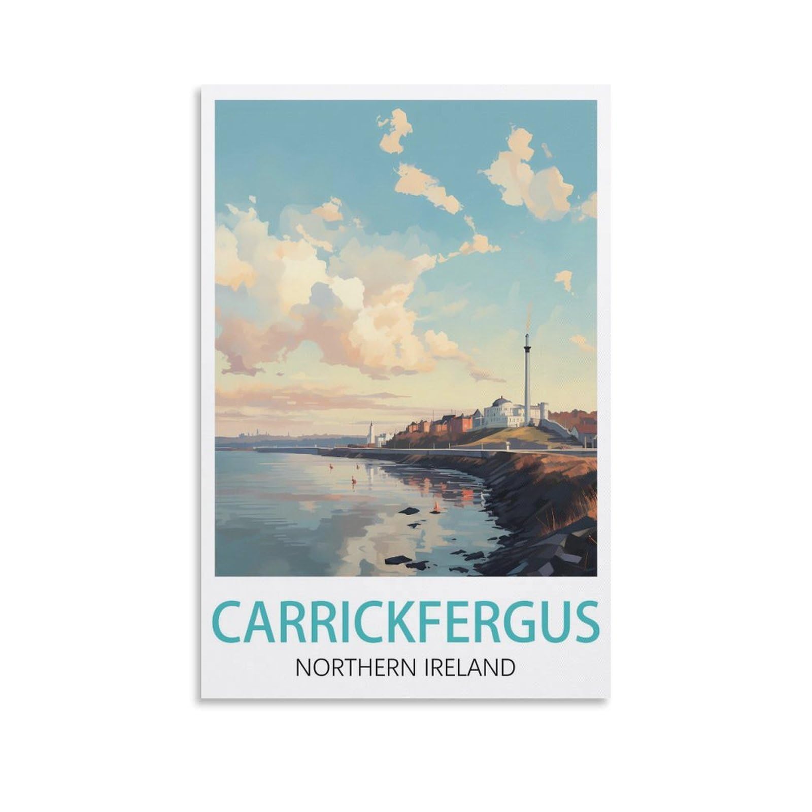 EZMLFA 5D Diamond Painting Kits for Adults,Carrickfergus Northern Ireland,Diamond Painting,Landscape Gem Art Kits Adult and Crafts Home Decor 30x40cm
