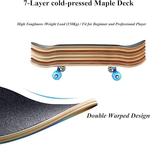 Miniatura 6 de Patinetas para principiantes, niños, niñas, adolescentes y adultos, patinetas estándar completas de 31 pulgadas con 7 capas de arce doble cubierta