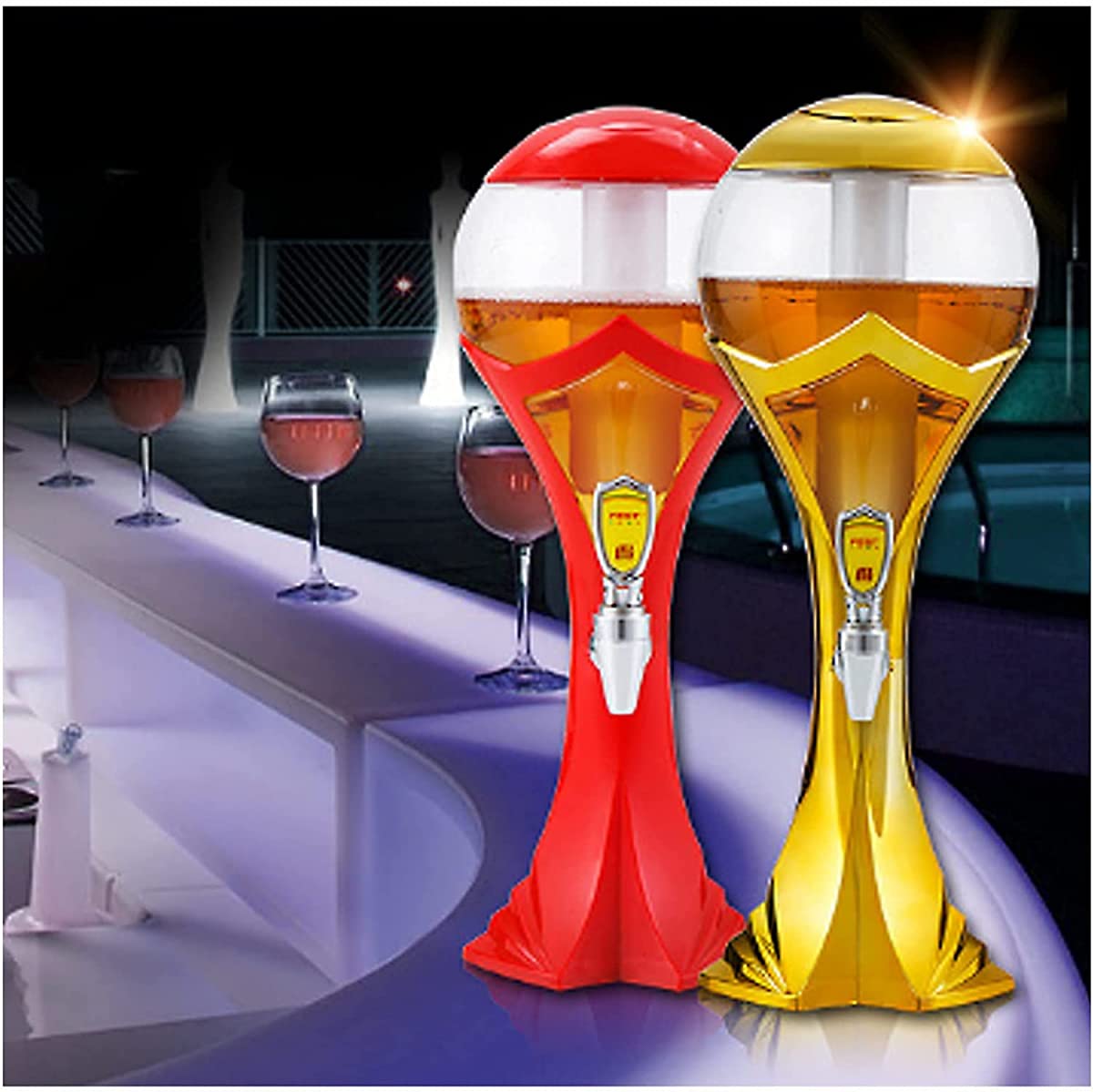 YRHH Giraffa di Birra da 1,5 Litri - Dispenser per Bevande, Pompa per Birra, per Bibite, Succhi, Limonate E Cocktail-Blue