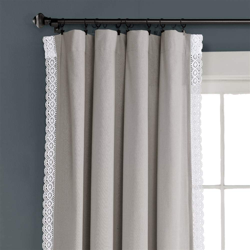 Lush Decor Rosalie - Cortinas de Ventana de Estilo rústico para salón, Comedor, Dormitorio (par), 304 x 137 cm, Gris Claro, 304 x 137 cm