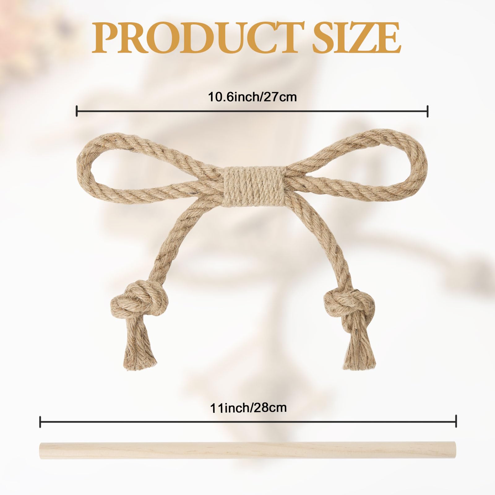 Pretty Jolly 2 Pack Natural Jute Rope Curtain Tiebacks Boho Rustic Style Decorative Drape Tie Backs Farmhouse Hand-Woven Curtain Holdbacks with Wood Club for Home & Office Drapery (Jute knot) - Image 3