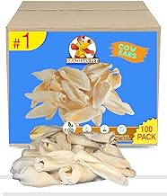 Brazilian Pet 100% Natural - Over 5 inches- Real Cow Ears Prime Dog Chews, Free Range Grass Fed Cattle (100 Count)